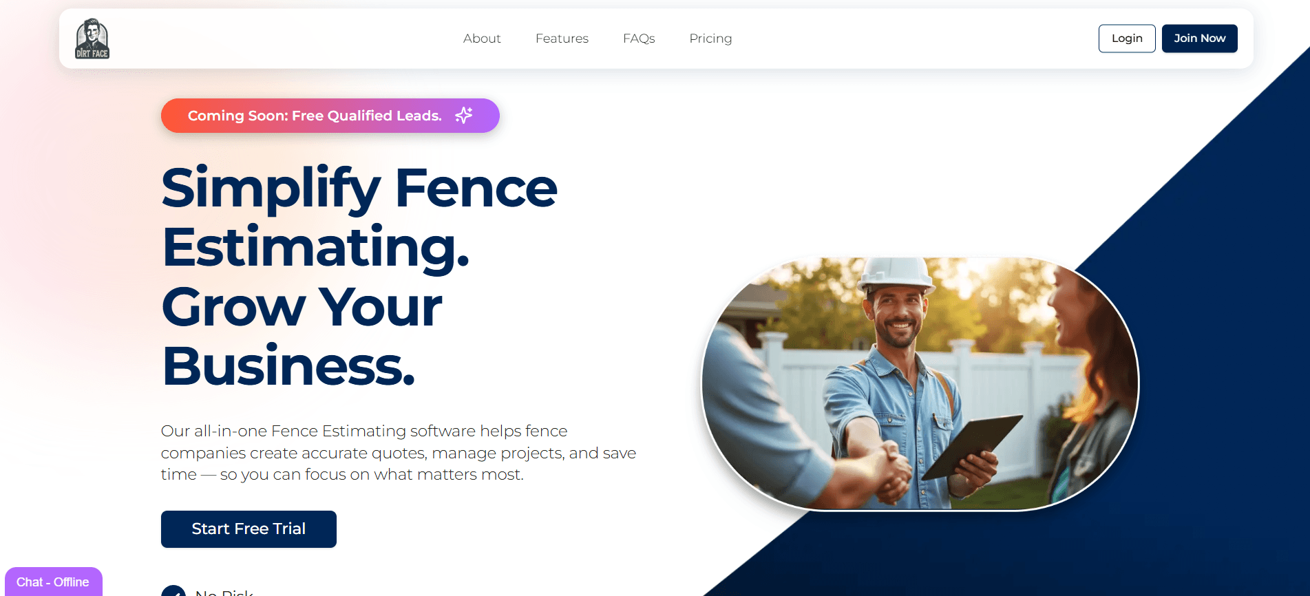 DirtFace - Fencing Business Management Platform Screenshot 1